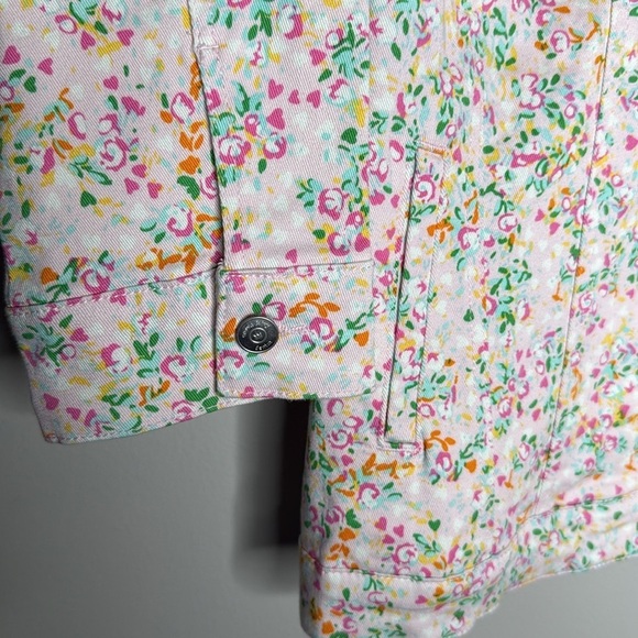 Crown & Ivy Pink Floral Cotton Denim Jacket Women's Size XXL NWT - Picture 5 of 10